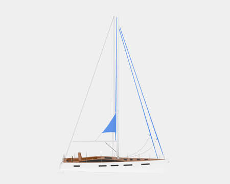 Sail boat isolated on background. 3d rendering - illustration