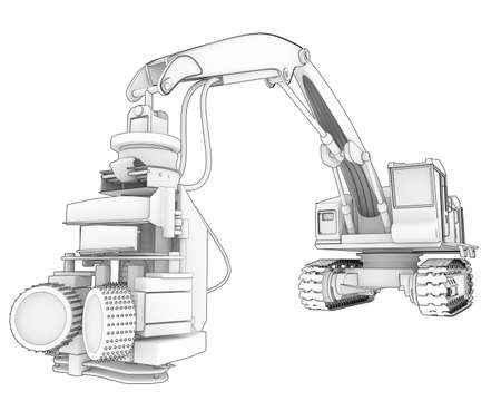 Tree cutting machine isolated on background. 3d rendering - illustrationの写真素材
