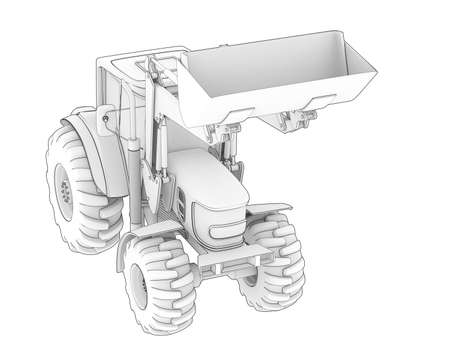 Excavator isolated on background. 3d rendering - illustration