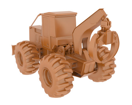 Skidder isolated on background. 3d rendering - illustrationの写真素材