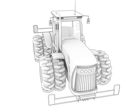 Large tractor isolated on background. 3d rendering - illustrationの写真素材