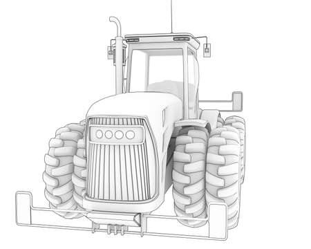 Large tractor isolated on background. 3d rendering - illustrationの写真素材
