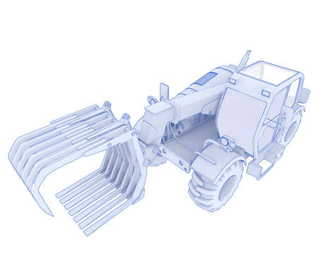 Forest machine isolated on background. 3d rendering - illustration