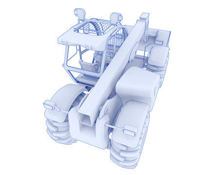 Versatile excavator isolated on background. 3d rendering - illustration