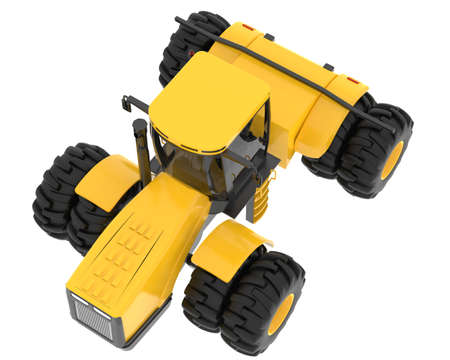 Large tractor isolated on background. 3d rendering - illustration