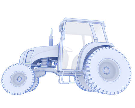 Medium farming tractor isolated on background. 3d rendering - illustrationの写真素材