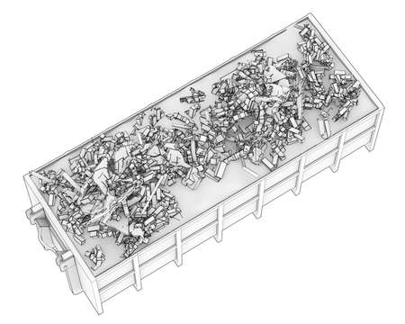 Industrial disposal container isolated on background. 3d rendering - illustration