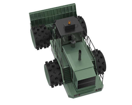 Bulldozer isolated on background. 3d rendering - illustration