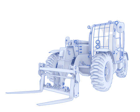Telehandler isolated on background. 3d rendering - illustration
