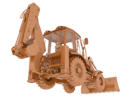 Backhoe loader isolated on background. 3d rendering - illustration