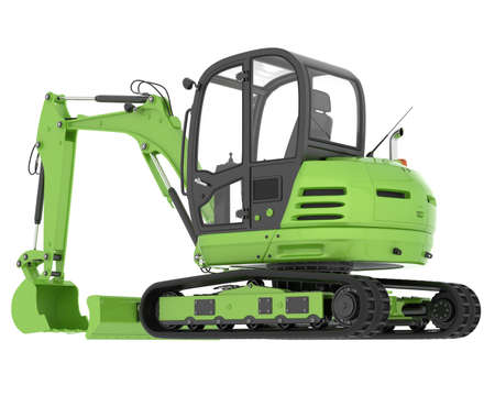 Compact excavator isolated on background. 3d rendering - illustration