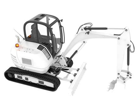 Compact excavator isolated on background. 3d rendering - illustration