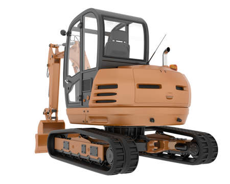 Compact excavator isolated on background. 3d rendering - illustration