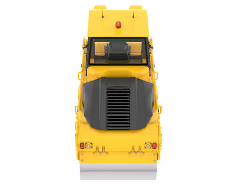 Road roller isolated on background. 3d rendering - illustration