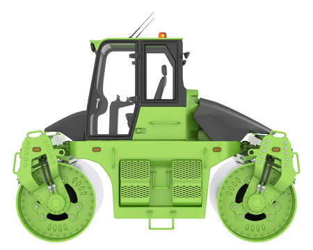 Road roller isolated on background. 3d rendering - illustration