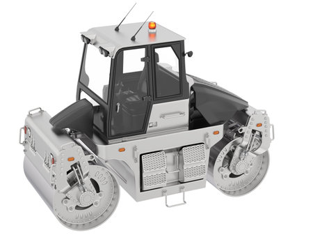 Road roller isolated on background. 3d rendering - illustration