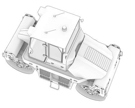 Road roller isolated on background. 3d rendering - illustration