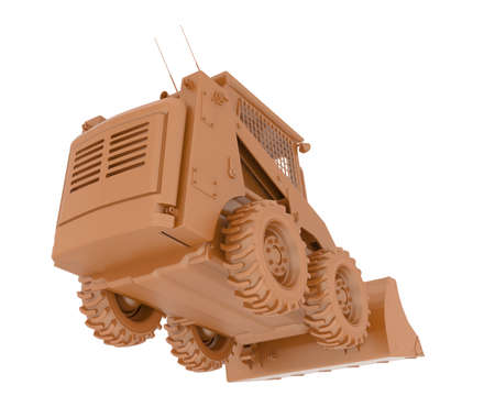 Skid steer loader isolated on background. 3d rendering - illustration