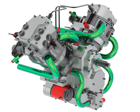 Bike engine isolated on background. 3d rendering - illustration