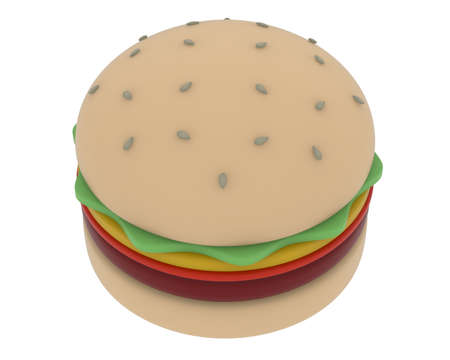 Burger isolated on  background. 3d rendering - illustrationの写真素材