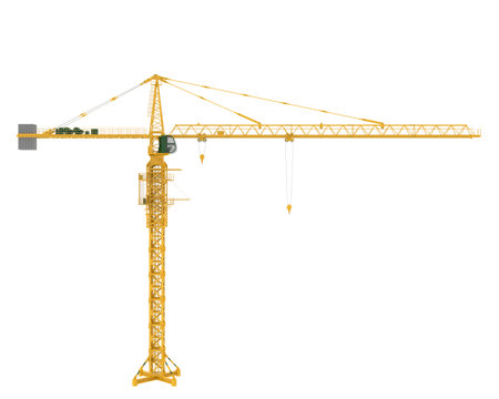 Construction crane isolated on white background. 3d rendering - illustrationの写真素材