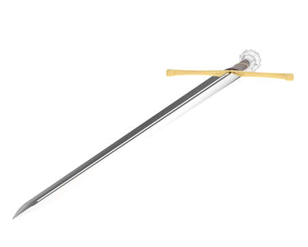 Long sword isolated on background. 3d rendering - illustration