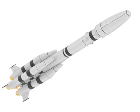 Rocket isolated on background. 3d rendering - illustrationの写真素材