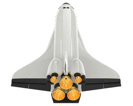Space ship isolated on background. 3d rendering - illustration