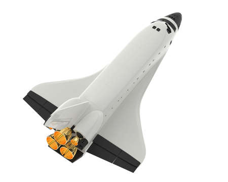 Space ship isolated on background. 3d rendering - illustrationの写真素材