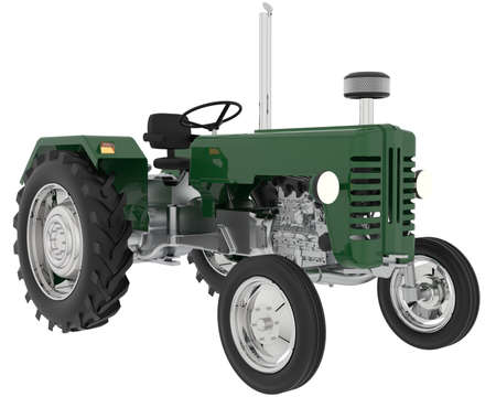 Old tractor isolated on white background. 3d rendering - illustrationの写真素材