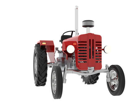 Old tractor isolated on white background. 3d rendering - illustrationの写真素材