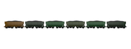 Train coal wagon scene isolated on background. 3d rendering - illustration
