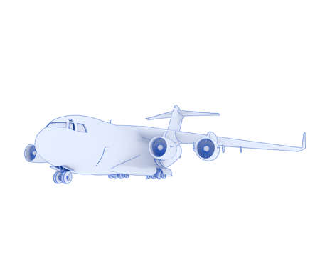 Cargo airplane isolated on background. 3d rendering - illustration