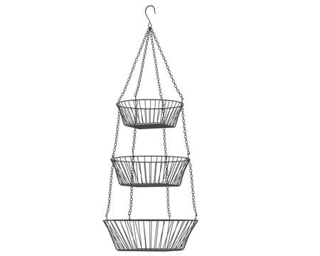 Handing fruit basket isolated on grey background. 3d rendering - illustrationの写真素材