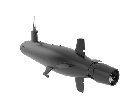 Submarine isolated on background. 3d rendering - illustration