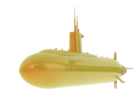 Submarine isolated on background. 3d rendering - illustrationの写真素材
