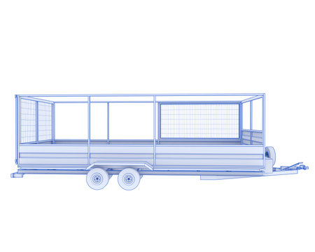 Cage trailer isolated on background. 3d rendering - illustrationの写真素材