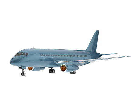 Airplane isolated on white background. 3d rendering - illustration.