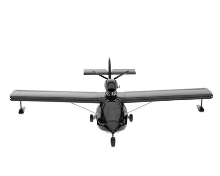 Small propeller plane isolated on white background. 3D rendering.