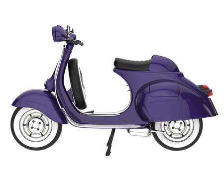 Vintage scooter isolated on white background. 3D rendering.の写真素材