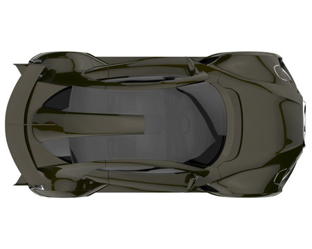 Black modern sports car on a white background. 3d rendering.