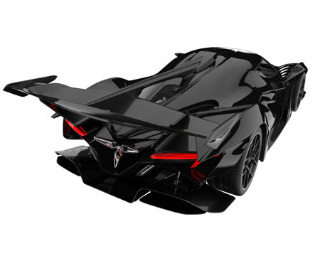 Black super sports car isolated on a white background. 3d render