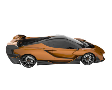Super sports car - orange and brown color. 3D Rendering