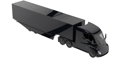 isolated black truck on a white background. 3d rendering.の写真素材