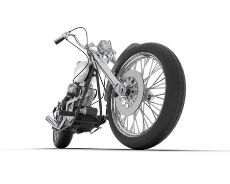 Motorcycle on a white background. 3D illustration. Side view.の写真素材