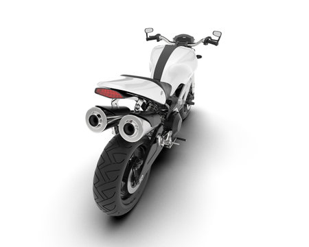 Modern powerful sports motorcycle on a white background. 3D illustration.の写真素材