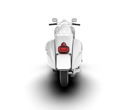 3d rendering of a classic scooter on white background with shadowの写真素材