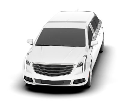 White luxury executive car - top down side view (clipping path included)の写真素材