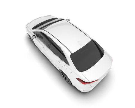 White city car with blank surface for your creative design. 3D renderingの写真素材