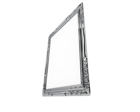 Silver picture frame isolated on white background. 3d rendering. Computer digital drawing.の写真素材